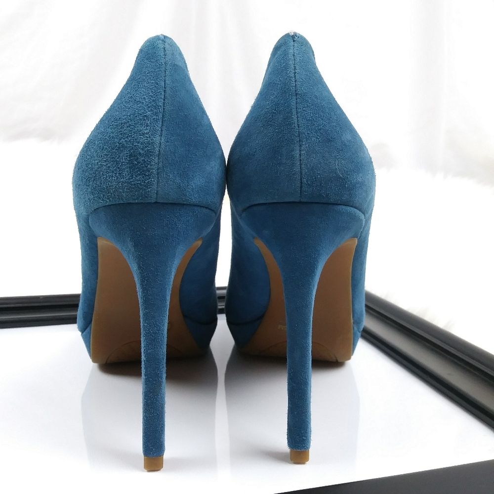 Gianni Bini blue suede leather platform heel shoes - Picture 5 of 8